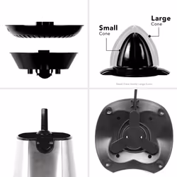 Duronic Citrus Fruit Juicer JE6SR Silver 100W Powerful Citrus Press Juicer / Juice Squeezer Extractor with Dripless Spout