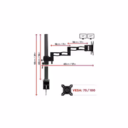 Duronic Single Monitor Arm Stand DM351X3 BK | PC Desk Mount | BLACK | Aluminium | Height Adjustable | For One 13-27 LED LCD Screen | VESA 75/100