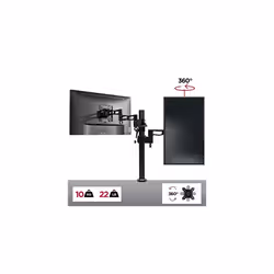 Duronic Single Monitor Arm Stand DM351X3 BK | PC Desk Mount | BLACK | Aluminium | Height Adjustable | For One 13-27 LED LCD Screen | VESA 75/100