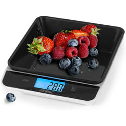 Duronic KS100 /BK Digital Kitchen Scales, 1.2L Weighing Bowl, 5kg Capacity, LCD Backlit Display, Add & Weigh Tare Function, 1g Precision (Black/White)