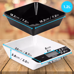 Duronic KS100 /BK Digital Kitchen Scales, 1.2L Weighing Bowl, 5kg Capacity, LCD Backlit Display, Add & Weigh Tare Function, 1g Precision (Black/White)