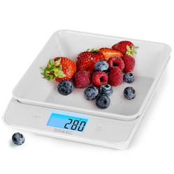 Duronic KS100 /WH Digital Kitchen Scales, 1.2L Weighing Bowl, 5kg Capacity, LCD Backlit Display, Add & Weigh Tare Function, 1g Precision (White/White)