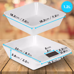 Duronic KS100 /WH Digital Kitchen Scales, 1.2L Weighing Bowl, 5kg Capacity, LCD Backlit Display, Add & Weigh Tare Function, 1g Precision (White/White)