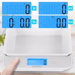 Duronic KS100 /WH Digital Kitchen Scales, 1.2L Weighing Bowl, 5kg Capacity, LCD Backlit Display, Add & Weigh Tare Function, 1g Precision (White/White) - Additional view 4