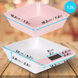 Duronic KS100 /PK Digital Kitchen Scales, 1.2L Weighing Bowl, 5kg Capacity, LCD Backlit Display, Add & Weigh Tare Function, 1g Precision (Pink/White)