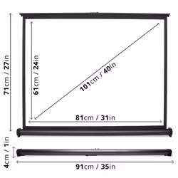 Duronic DPS40/43 40" Desktop Projector Screen, 40 Inch Wall Mountable HD Projector Screen with 4:3 Ratio, Matte White +1 Gain Factor (81x61cm)