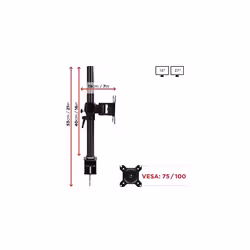 Duronic Single Monitor Arm Stand DM351X1 | PC Desk Mount | BLACK | Aluminium | Height Adjustable | For One 13-27 Inch LED LCD Screen | VESA 75/10