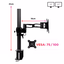 Duronic DM351X2 PC Monitor Arm Stand Desk Mount Bracket Clamp Single LCD