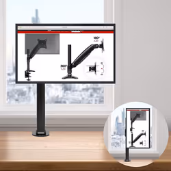 Duronic DM451X1 Single Monitor Stand for 15-27â PC Screen Up to 8KG, VESA Bracket, Ergonomic Arm with Adjustable Height/Tilt/Swivel/Rotation (Black)