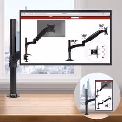 Duronic DM451X2 Single Monitor Stand for 15-27â PC Screen Up to 8KG, VESA Bracket, Ergonomic Arm with Adjustable Height/Tilt/Swivel/Rotation (Black)