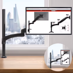 Duronic DM451X3 Single Monitor Stand for 15-27â PC Screen Up to 8KG, VESA Bracket, Ergonomic Arm with Adjustable Height/Tilt/Swivel/Rotation (Black)