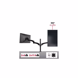 Duronic Monitor Arm Stand DM452 | Double PC Desk Mount | Solid Steel | Height Adjustable | For Two 15-27 LED LCD Screens | VESA 75/100 | 8kg Per