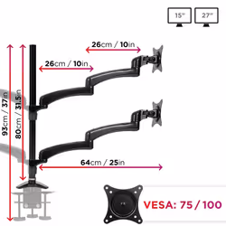 Duronic DM454 Quad Monitor Stand for Four 15-27