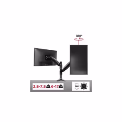 Duronic Monitor Arm Stand DM551X2 | Single PC Desk Mount | BLACK | Aluminium | Height Adjustable | For One 15-27 LED LCD Screen | VESA 75/100 | 7