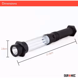Duronic RFL163AAA 2-in-1 LED Torch, Bright Aluminium Flashlight, 90 Lumens, Water-Resistant, Easy-Grip Handle, Battery Operated, Magnetic Base