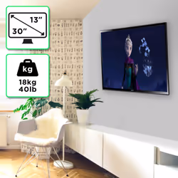 Duronic TVB0920 TV Bracket, Cantilever Wall Mount for 13-30" Television Screen, Tilting Action +20, VESA up to 600x400mm, For Flat Screen (18kg)