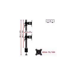 Duronic Dual Screen Monitor Stand DM35V2X1 | Double/Twin PC Desk Mount | Aluminium | Adjustable | For Two 13-27 Inch LED LCD Screens | VESA 75/10
