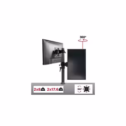 Duronic Dual Screen Monitor Stand DM35V2X1 | Double/Twin PC Desk Mount | Aluminium | Adjustable | For Two 13-27 Inch LED LCD Screens | VESA 75/10