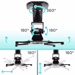 Duronic PB01XB Projector Mount, Ceiling/Wall Bracket, 10kg Capacity, Universal, Heavy Duty, Fittings Included, Rotate 360