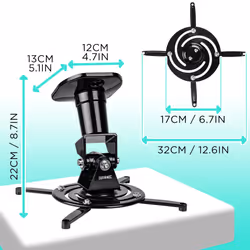 Duronic PB02XL Projector Mount, Ceiling/Wall Bracket, 10kg Capacity, Universal, Heavy Duty, Fittings Included, Rotate 360