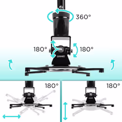 Duronic PB02XL Projector Mount, Ceiling/Wall Bracket, 10kg Capacity, Universal, Heavy Duty, Fittings Included, Rotate 360
