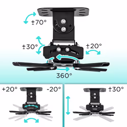 Duronic PB03XB Projector Mount, Ceiling/Wall Bracket, 13.6kg Capacity, Universal, Heavy Duty, Fittings Included, Rotate 360