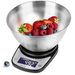 Duronic KS5000 BK/SS Digital Kitchen Scales, 2L Weighing Bowl, 5kg Capacity, LCD Backlit Display, Add & Weigh Tare Function, 1g Precision (Black)