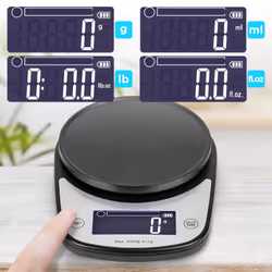 Duronic KS5000 BK/SS Digital Kitchen Scales, 2L Weighing Bowl, 5kg Capacity, LCD Backlit Display, Add & Weigh Tare Function, 1g Precision (Black) - Additional view 4