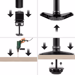 Duronic DM-GR-02 Grommet 2, Adaptor for Fixing Monitor Arm Bracket via a Hole in the Desk, Compatible with Duronic DM55 and DM65 Ranges (Black)