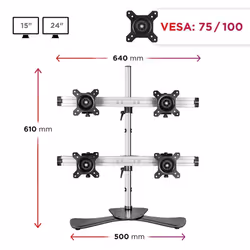 Duronic DM754 Quad Monitor Stand for Four 15-24