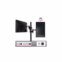 Duronic Dual Screen Monitor Stand DM35V2X2 | Double/Twin PC Desk Mount | Aluminium | For Two 13-27 Inch LED LCD Screens | VESA 75/100 | 8kg Per S