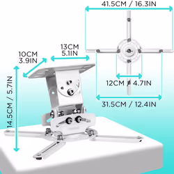 Duronic PB05XB Projector Mount, Ceiling/Wall Bracket, 13.6kg Capacity, Universal, Heavy Duty, Fittings Included, Rotate 360