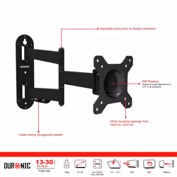Duronic TVB1125 TV Bracket Wall Mount Universal Tilt Swivel 13" 15" 17" 19" 20" 22" 24" 30" (VESA 75,100) LCD Monitor TV Arm Bracket Wall Mount - Additional view 7