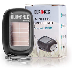 Duronic DF01 Keyring LED Torch, Pocket Flashlight, 2-Way Charging: Wind Up and Solar Panel, 8 Lumens, Dynamo Keychain Light, No Batteries Needed!