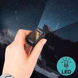 Duronic DF01 Keyring LED Torch, Pocket Flashlight, 2-Way Charging: Wind Up and Solar Panel, 8 Lumens, Dynamo Keychain Light, No Batteries Needed!