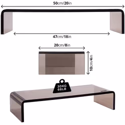Duronic DM054 Monitor Stand Riser 50x20cm, Laptop and Screen Stand for Desktop, For TV or PC Computer Monitor, 30kg Capacity, Acrylic (black)