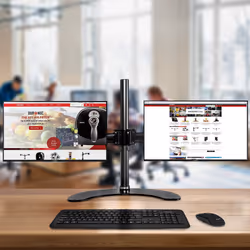 Duronic Steel DM25D2 Double Twin LCD LED Freestanding Desk Mount Monitor Arm Stand Bracket with Tilt and Swivel + 10 Year Warranty - (Adjustable...