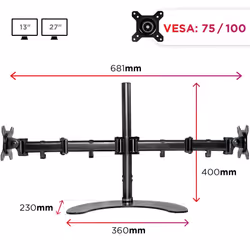 Duronic Steel DM25D2 Double Twin LCD LED Freestanding Desk Mount Monitor Arm Stand Bracket with Tilt and Swivel + 10 Year Warranty - (Adjustable...