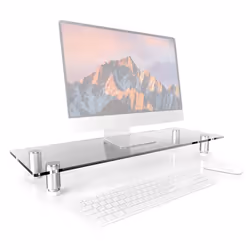 Duronic DM052-1 Monitor Stand Riser for Desk PC Computer Monitor | Laptop and TV Clear Glass