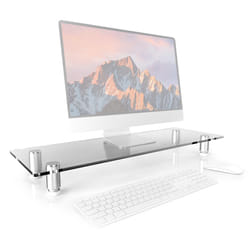 Duronic DM052-1 Monitor Stand Riser for Desk PC Computer Monitor | Laptop and TV Clear Glass