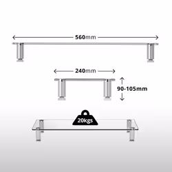 Duronic DM052-1 Monitor Stand Riser for Desk PC Computer Monitor | Laptop and TV Clear Glass