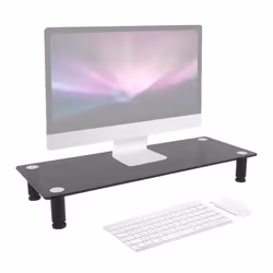 Duronic DM052-2 Monitor Stand Riser for Desk PC Computer Monitor | Laptop and TV Black Glass