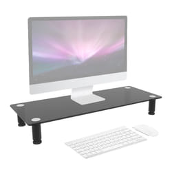 Duronic DM052-2 Monitor Stand Riser for Desk PC Computer Monitor | Laptop and TV Black Glass