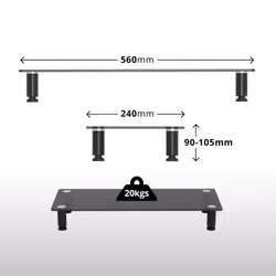 Duronic DM052-2 Monitor Stand Riser for Desk PC Computer Monitor | Laptop and TV Black Glass