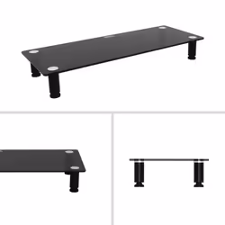 Duronic DM052-2 Monitor Stand Riser for Desk PC Computer Monitor | Laptop and TV Black Glass
