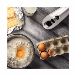 Duronic HM4  /SR Electric Hand Mixer, 5 Speeds, 400W, 5 Attachments: 2 Beaters/2 Dough Hooks/1 Whisk, All-in-One with Built-In Storage Case (silver)