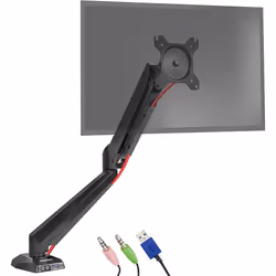 Duronic Gas-Powered Monitor Arm Stand DMUSB5X1 | Single PC Desk Mount | Headphone, USB, Microphone Sockets | 13-27â LED LCD ...