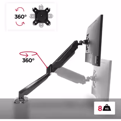 Duronic Gas-Powered Monitor Arm Stand DMUSB5X1 | Single PC Desk Mount | Headphone, USB, Microphone Sockets | 13-27â LED LCD...