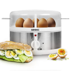 Duronic Electric Egg Boiler EB35 WE, Eggs Steamer, Egg Cooking Machine, Automatic Egg Boiler Poacher for 7 Soft, Medium Hard Boiled Eggs