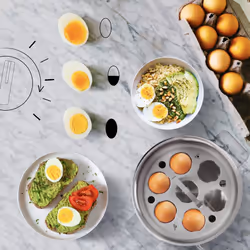 Duronic Electric Egg Boiler EB35 WE, Eggs Steamer, Egg Cooking Machine, Automatic Egg Boiler Poacher for 7 Soft, Medium Hard Boiled Eggs